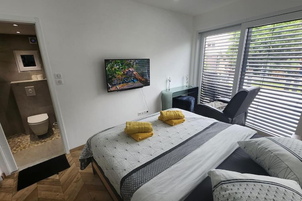 Suite Prestige Logement Neuf Avec Spa Et Ecran De Cinema En Rez De Jardin Colmar Bagian luar foto